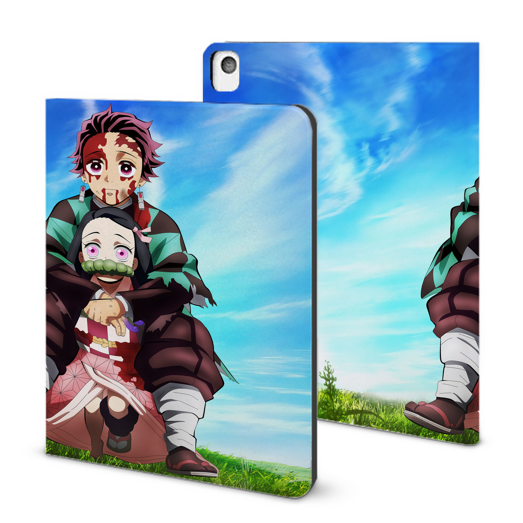（画像用） 鬼滅の刃（きめつのやいば）竈門 炭治郎／かまど たんじろう Kamado Tanjirou IPadケース ペンホルダー付き ブックスタイルデザイン